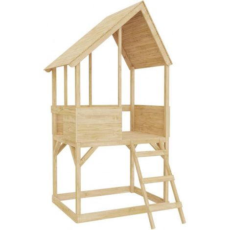 Tp Toys – Cabane de jardin pour enfant sur pilotis avec bac à sable intégré – Bois épicéa FSC traité – Hauteur 241 cm – Longueur 118 cm – Largeur 141 cm