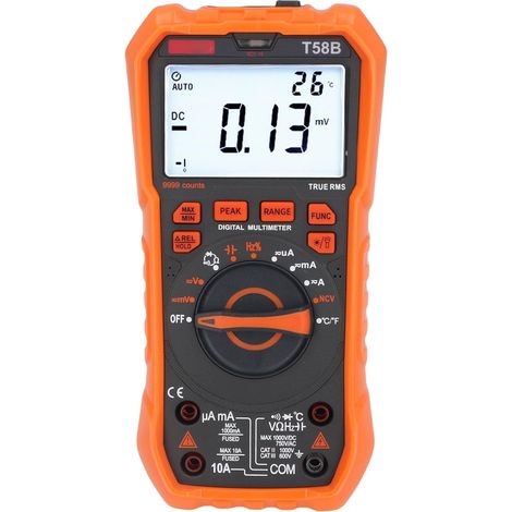 Multimètre Numérique, 9999 Points, Plage Automatique, Compteur de Courant de Tension Multifonction avec écran rétroéclairé, Maintien des Données, Test NCV, Idéal pour les Tests électriques de (1/5)