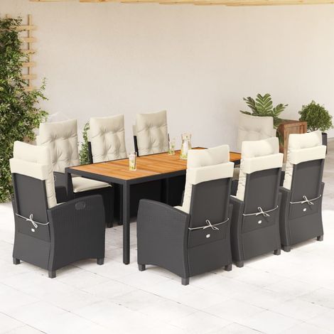 vidaXL Ensemble à manger de jardin 9pcs coussins noir résine tressée (1/5)