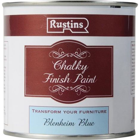 Rustins Chalky Finish Paint in Blenheim Blue – 250ml, High-Quality Matte Finish for Furniture and Decor (1/3)