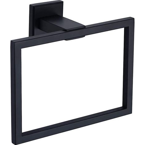 Quadratischer Handtuchring (Schwarz) Badezimmer-Handtuchhalter Garderobenständer Badezimmeraccessoires Moderner Stil Quadratisch Wandmontage Stahl (1/5)