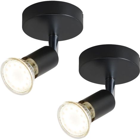 Spot de plafond LED, plafonnier moderne, spot de plafond GU10, spot orientable à 330°, spot mural avec ampoule, blanc chaud (1/5)