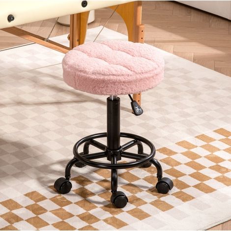 MEUBLIV Tabouret à roulettes réglable 50-66 cm rose, pivotant 360° (1/5)
