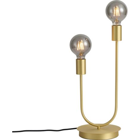 QAZQA Art-Deco-Tischleuchte Messing 2-flammig - Tuning