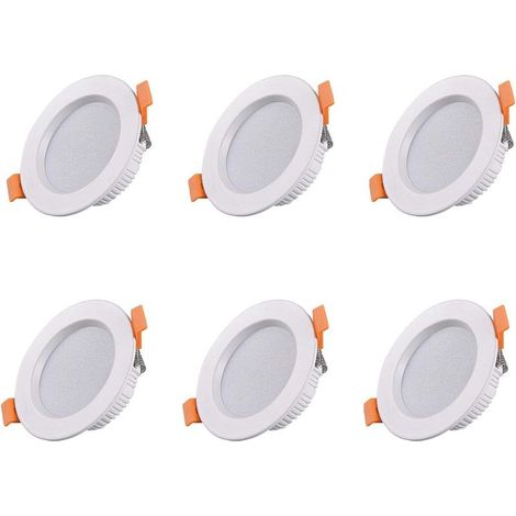 Lot de 6 Spot à encastrer LED Blanc Spot de Plafond LED Ultra Plat,500 Lumens,AC 220-240V IP44 7W 70-85MM 4000K Lumière Neutre [Classe énergétique A] (1/4)