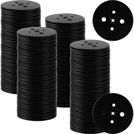 200pcs Rondelle pour Piquet de Fixation, Joints d'ancrage au Sol en Plastique, 5 Trous Rondelle de Fixation pour Ferme, Paillage, Grillage et Filets, Couverture de Gazon, Tente (Noir) (1/5)