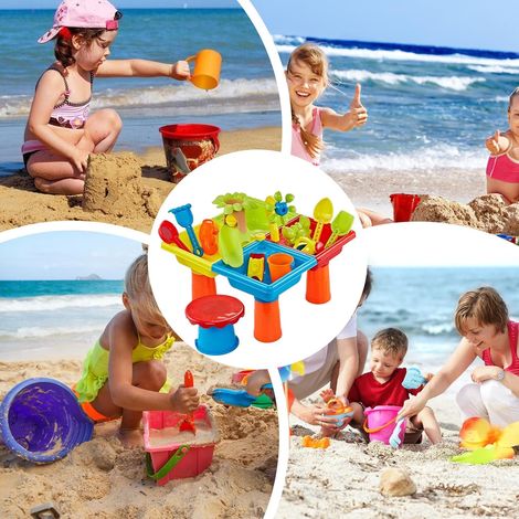Mini Tudou Table Eau Et Sable 4 En 1 – 33 Accessoires, Château D’eau, Cascade, Moules Animaux – Jeu D’extérieur Pour Enfants De 3 à 8 Ans, Idéal Plage Et Jardin