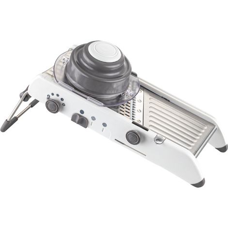 Mandoline multifonctionnelle à main - Hachoir à légumes réglable pour cuisine, trancheuse à tomates et pommes de terre en acier inoxydable avec protège-main (1/4)
