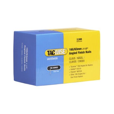 Tacwise 0773 Chiodi di Finitura Angolati Galvanizzati Tipo 16G / 63 mm, Inclinati di 20°, Confezione da 2500