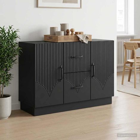 vidaXL Buffet avec tiroir Noir 89 x 34,5 x 57 cm Bois d'ingénierie (1/5)