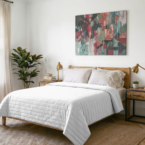 Satin Stripes Couette légère, de Polyester Moderne 260x250x18 cm (1/5)