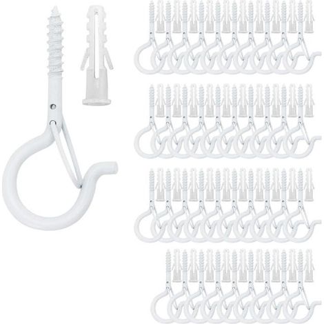 Ganci da soffitto per appendere piante e luci da esterno, adatti a terrazze, pareti e soffitti in legno, confezione da 40, bianchi (1/5)