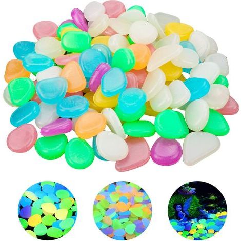 100 Pcs Colorful Luminous Stones Aquarium Pebbles Decoration Fluorescent Aquarium Pebble Probably 1.8 to 3 cm Decorative Pebbles Decorative Stones for Outdoor Garden (1/5)