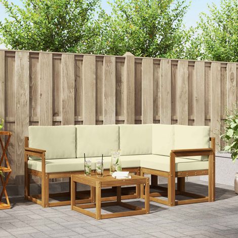 vidaXL Set di divani da esterno con cuscino 5 pcs Naturale e