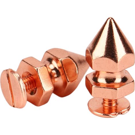 Ensemble de 100 rivets pointus coniques et rivets à vis en or rose haute dureté, adaptés à la confection de vêtements, sacs et chaussures, taille 8x14 mm. (1/5)