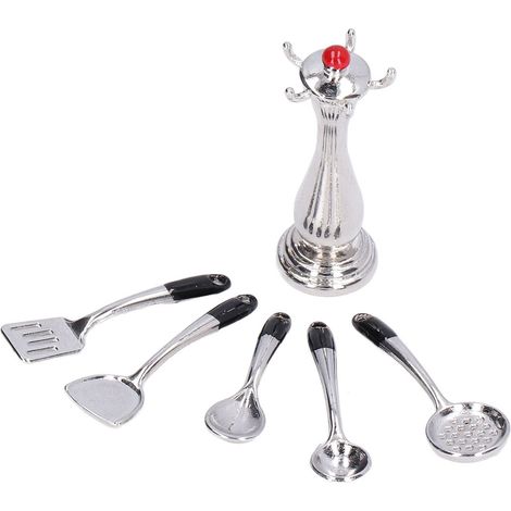 Ustensiles de Cuisine Miniatures pour Maison de Poupée DIY - Cuillère, Passoire, Pelle et Spatula (1/5)
