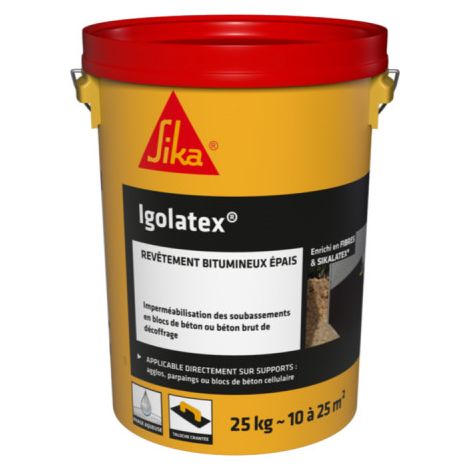 Rivestimento impermeabilizzante bituminoso per sottofondi stradali - SIKA Igolatex - Nero - 25kg (1/2)