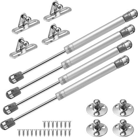 4 ressorts à gaz 100N, pistons à gaz pour portes, vérin de meuble, charnière d'armoire, amortisseur de charnière pour armoires de cuisine, argent (1/4)