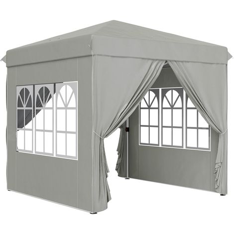 Pavillon 2,5 x 2,5 m, déperlant, robuste, pliable et résistant à l'hiver, protection UV 50+, tente de réception pliable, tente de jardin avec 4 panneaux latéraux et sac de rangement, pavillon de jardi (1/5)