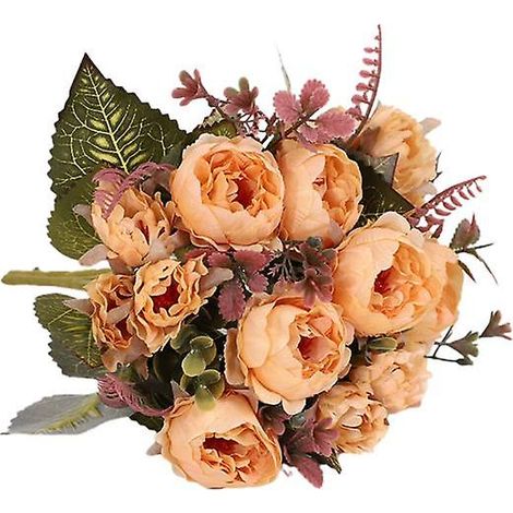 Bouquet de pivoines artificielles réaliste, haute simulation, ornemental, 9 têtesjaune (1/5)