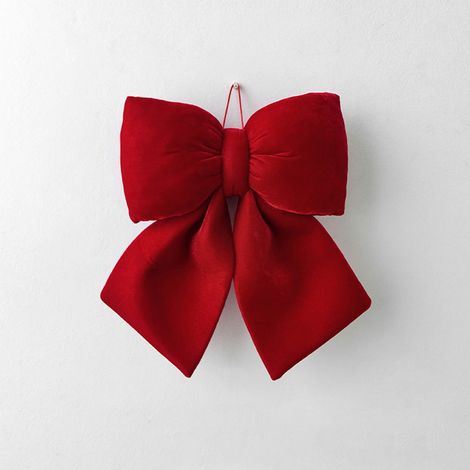 Bow - 29 x 30 cm - Velvet Finish - Polyester Spandex - Christmas Tree Wreath Decoration - 1 Piece (1/5)