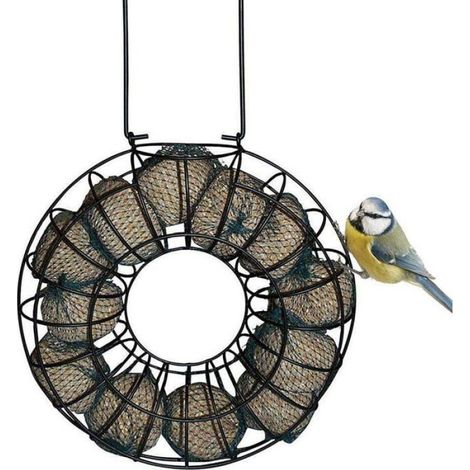 Mangeoire à boules de graisse pour oiseaux, moutons, anti-écureuils, mangeoire ronde suspendue oiseaux sauvages, petite mangeoire (1/4)