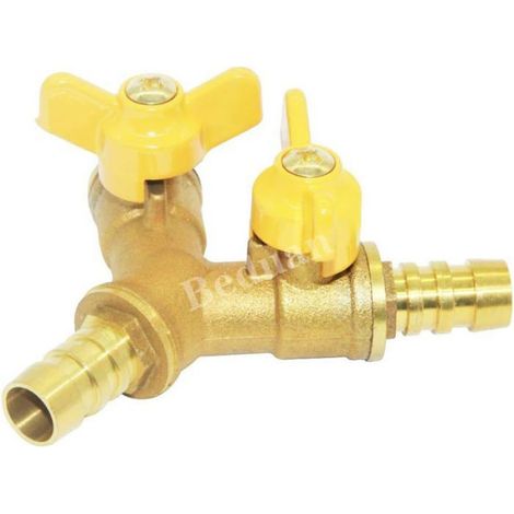 Vanne À Bille En Y - 3 Voies - Raccord Cannelé 3/8 Pouces - Laiton - Pour Circuits Pneumatiques - 1 Pièce (1/4)