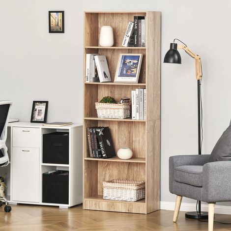 Libreria Alta, Scaffale Aperto a 5 Ripiani per Soggiorno e Ufficio Domestico