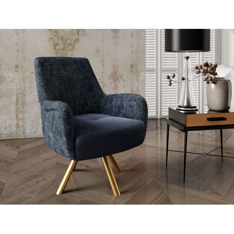 Sessel Drehsessel VALERIE in Stoff Touch Me und Elisa Velvet Dunkelblau (1/4)