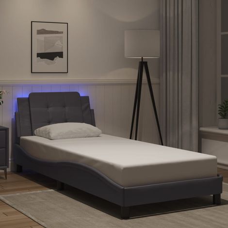 vidaXL Giroletto con LED senza Materasso Zadar Grigio 90x190 cm