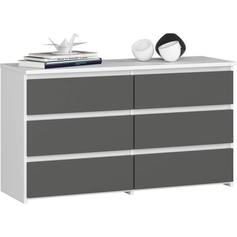 Akord – Commode enfant 100 cm – 6 tiroirs – Façade gris graphite – Panneau stratifié – Dimensions 100x35x57 cm – Finition mate