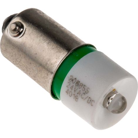 Voyant à LED Vert, culot BA9S, 24V c.a. / V c.c. ( Prix pour 1 )
