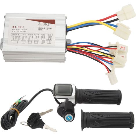Kit conversion vélo électrique 36V 800W moteur contrôleur poignée d'accélérateur avec écran carré antivol clé pour tricycles électriques (1/5)