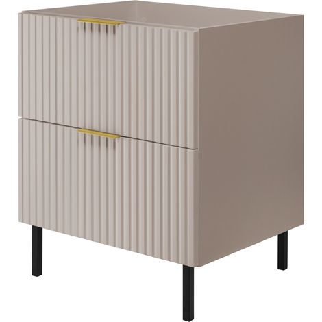 Mobile lavabo, Cashmere, 60 x 77 x 46 cm, maniglia oro, gambe nere, senza piano (1/5)