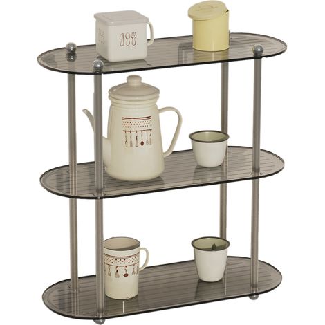 Decorative Display Table Shelf Simple 3 Layers Detachable Desktop Organization Rack for Bedroom Bathroom Grey