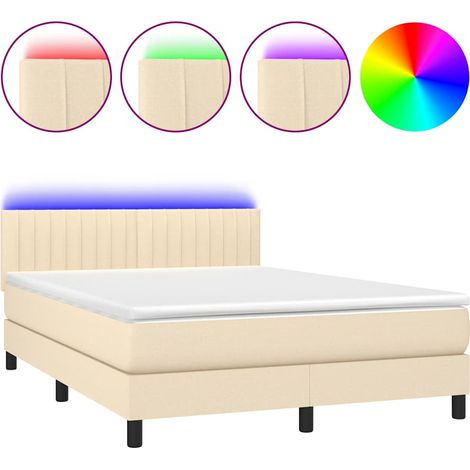 Maison Exclusive - Boxspringbett mit Matratze & LED Creme 140x200 (1/5)