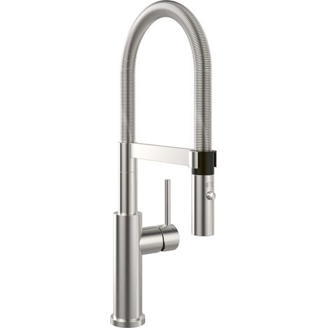 Villeroy & Boch Steel Expert 2.0 - Miscelatore Cucina Alta Pressione con Molla a Spirale 360°, Getto Laminare, Altezza Bocca 170 mm - Acciaio Inox Spazzolato
