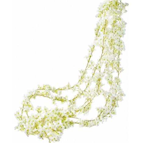 Fleurs artificielles en rotin, blanches, 1,8 m, 135 pièces, en soie et plastique, fausses lianes suspendues pour la décoration intérieure (1/4)