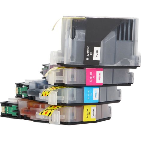 4 kompatible Tintenpatronen, Nachfüllpackung, Ersatz für 4 Farben (Schwarz, Cyan, Gelb, Gelb, Gelb) für den Tintenstrahldrucker LC3219 (1/5)