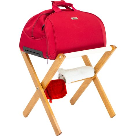 Portavaligie con tela Madrid  Ciliegio porta abito stiracalzoni indossatore legno servo muto pieghevole appendiabiti per camera da letto vestiti gruccia svuota tasche
