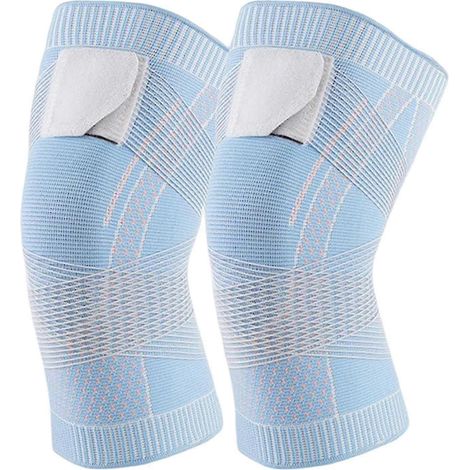 Genouillère de sport élastique et respirante en nylon pour le fitness et la course à pied (bleu, taille L) (1/5)