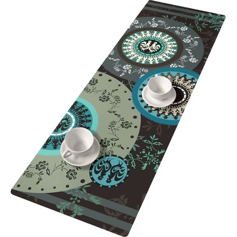 Runner da tavola turchese con rosette - 95 cm x 33 cm (1/4)
