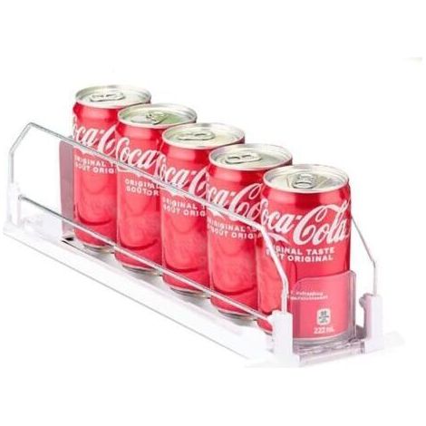 Boisson Canettes Organiseurs, Organisateur Canette de Soda Boisson, Glissière de Poussoir de Boissons, pour Réfrigérateur, Débarras, Placards, etc, Blanc