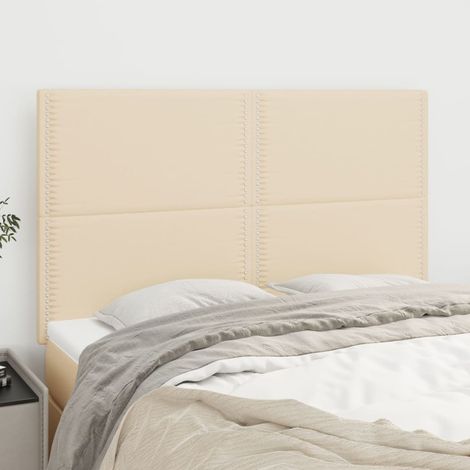 Tête de lit rembourrée en tissu crème, hauteur réglable, 144 x 5 x 118/128 cm - PANGIVO (1/5)