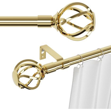 1 - Tringle à rideau - Accessoire de fenêtre - Métal doré ajustable 68x157 cm pour salon chambre cuisine