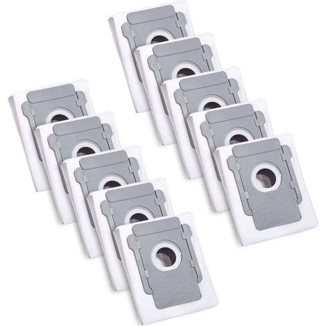 10 Sacs d'aspirateur pour iRobot Roomba i7 i7+ i3 i3+ i4 i4+ i6 i6+ j7 j7+ i8 i8+S9 S9+ E5 E6 E7 Clean Base, Sac à Poussière de Rechange Accessoire