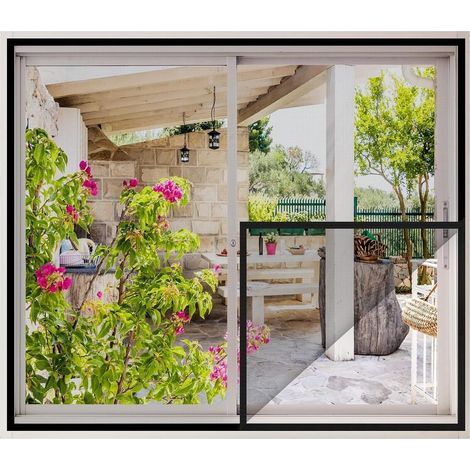 60 x 80 cm großes Moskitonetz für Fenster, kein Bohren erforderlich, selbstklebend, feinmaschig, selbstklebender Moskitonetzvorhang, schwarzes Anti-Moskitonetz (1/5)