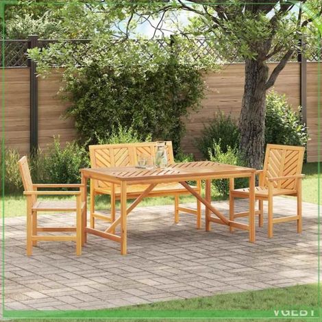 Ensemble de salle à manger jardin - 7291712413537 - Bois d'acacia massif - 4 places - Finition huilée (1/5)