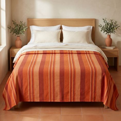 TELO ARREDO COPRITUTTO GRAN FOULARD COPRILETTO COPRIDIVANO KIARA ARANCIO 1 PIAZZA