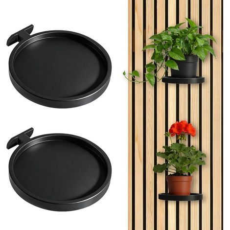 Lot de 2 étagères pour panneaux acoustiques - Accessoires sans perçage - Support de plantes mural - Pour salon, chambre à coucher, bureau, cuisine (1/5)